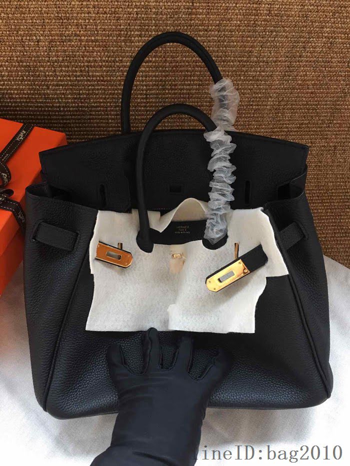 愛馬仕HERMES Birkin 鉑金包 黑色 進口小牛皮 金銀扣 皮質細膩柔軟 時尚女手提包  tdher1143